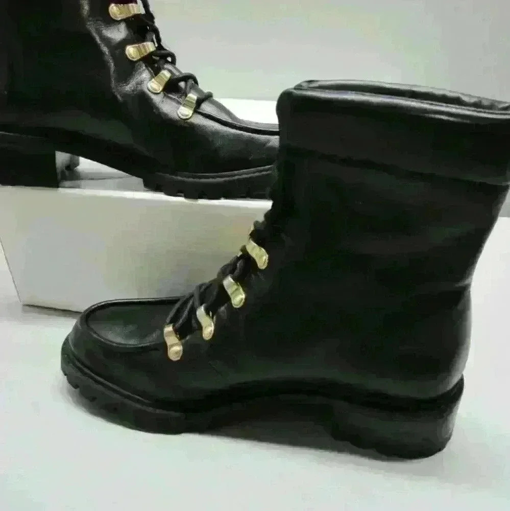 Schutz Women's US 6.5 B Jayne Soft Lightweight Leather Combat Boots Black - Picture 9 of 10